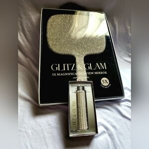 🎀🎀Glitz & Glam 5x Rhinestone Handled Mirror & Travel Atomizer Bundle🎀🎀